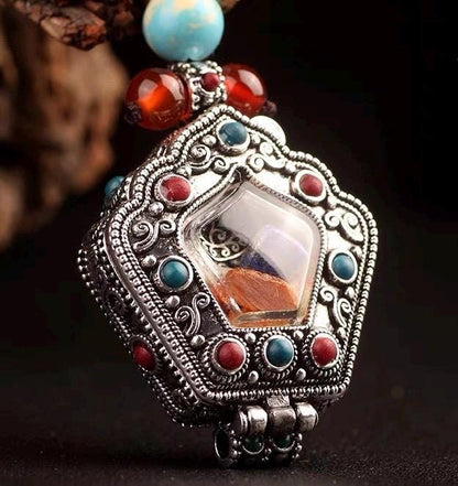 Tibetan Ghau Prayer Box Necklace | Buddhist Amulet Pendant | Handmade Brass Ghau Locket