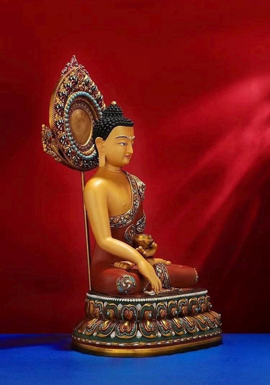 Handcrafted Shakyamuni Buddha Statue: Tibetan Brass Deity