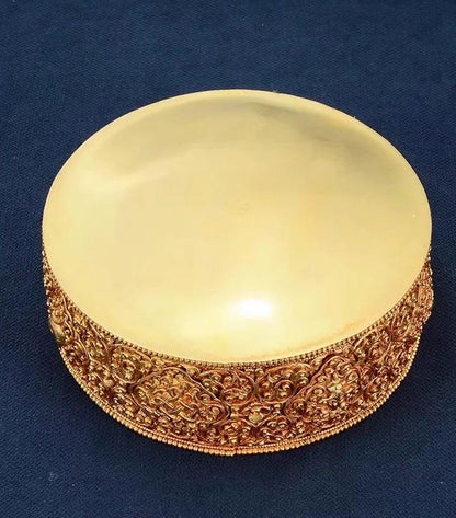 Handmade Brass Mandala Offering Set: Tibetan Auspicious Symbols, Gemstones