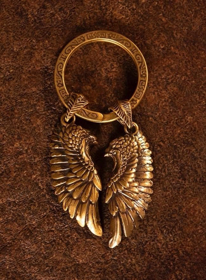 Wing Keychain Pendant | Solid Silver or Brass Keychain | Handcrafted Car Accessory |