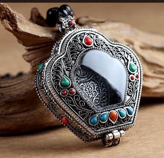 Tibetan Ghau Prayer Box Necklace | Buddhist Amulet Pendant | Handmade Brass Ghau Locket