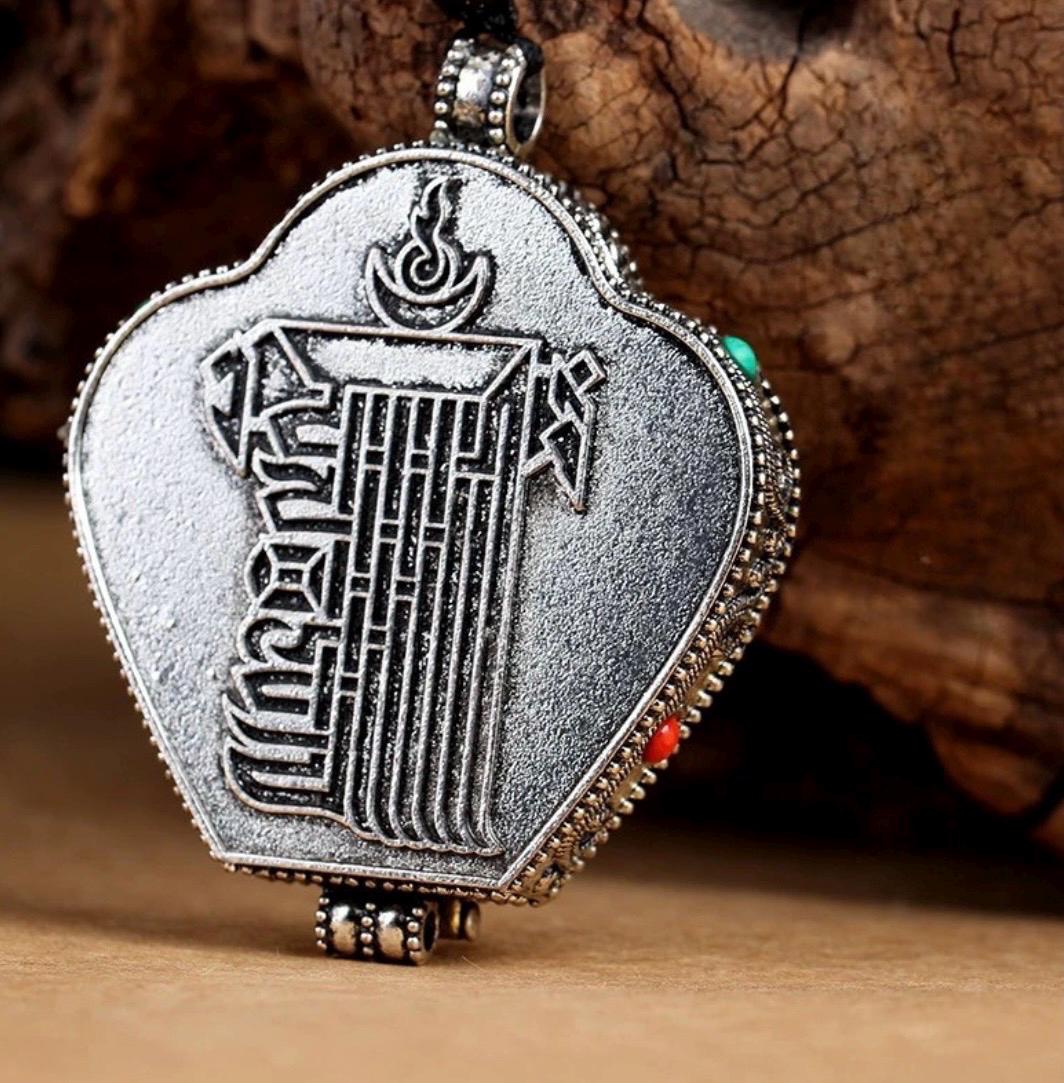 Tibetan Ghau Prayer Box Necklace | Buddhist Amulet Pendant | Handmade Brass Ghau Locket