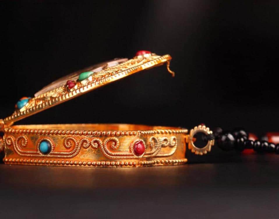 Tibetan Ghau Prayer Box Necklace | Buddhist Amulet Pendant | Handmade Brass Ghau Locket