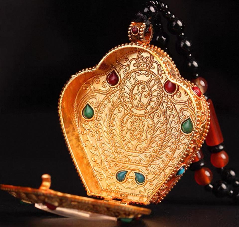 Tibetan Ghau Prayer Box Necklace | Buddhist Amulet Pendant | Handmade Brass Ghau Locket