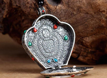 Tibetan Ghau Prayer Box Necklace | Buddhist Amulet Pendant | Handmade Brass Ghau Locket