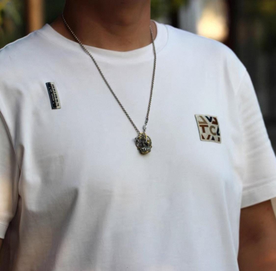 Silver Manjushri Bodhisattva Pendant with gold plated parts