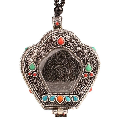 Tibetan Ghau Prayer Box Necklace | Buddhist Amulet Pendant | Handmade Brass Ghau Locket