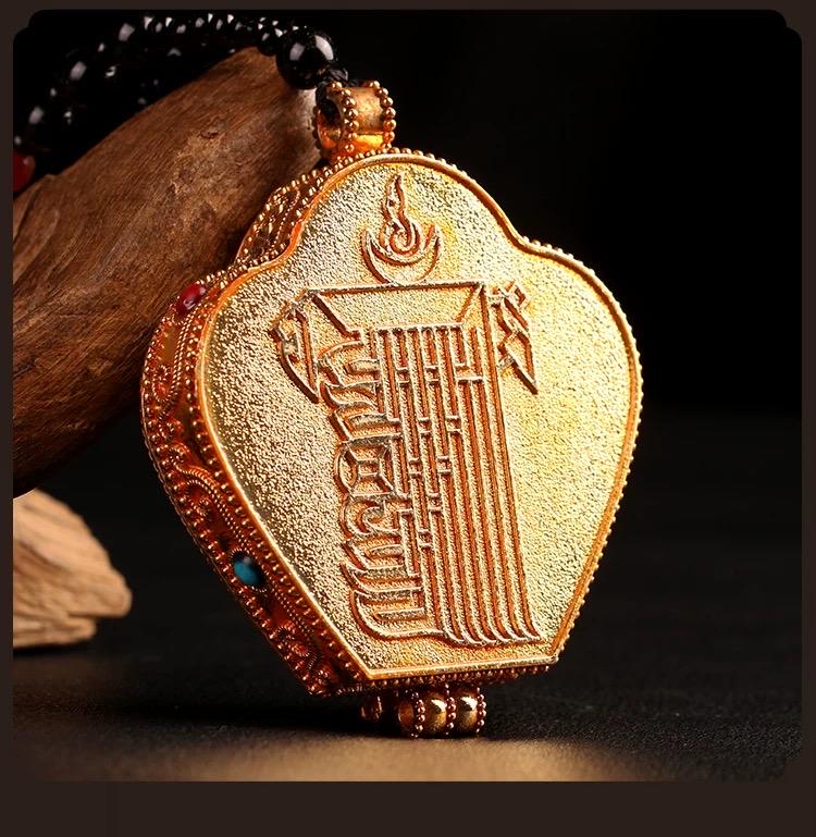 Tibetan Ghau Prayer Box Necklace | Buddhist Amulet Pendant | Handmade Brass Ghau Locket