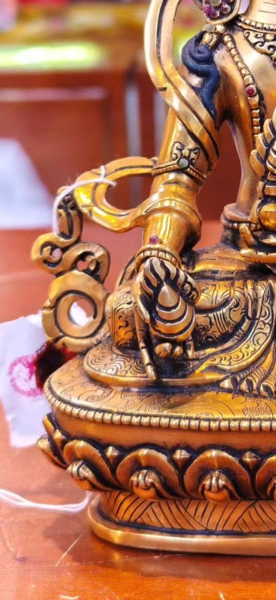 Kṣitigarbha Bodhisattva Statue • 24k Gold Gilded • Pure Copper • Handcrafted Nepal Buddhist Art