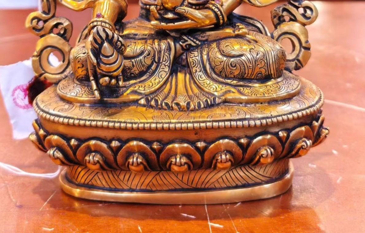 Kṣitigarbha Bodhisattva Statue • 24k Gold Gilded • Pure Copper • Handcrafted Nepal Buddhist Art