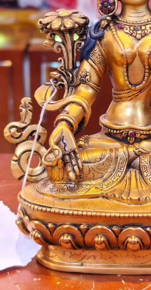 White Tara Statue • 24k Gold Gilded Sitatara • Pure Copper Buddhist Goddess • Handcrafted Nepal Sacred Art