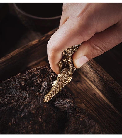 Handcrafted Brass / Silver Dragon Tea Knife – Symbol of Power & Prosperity