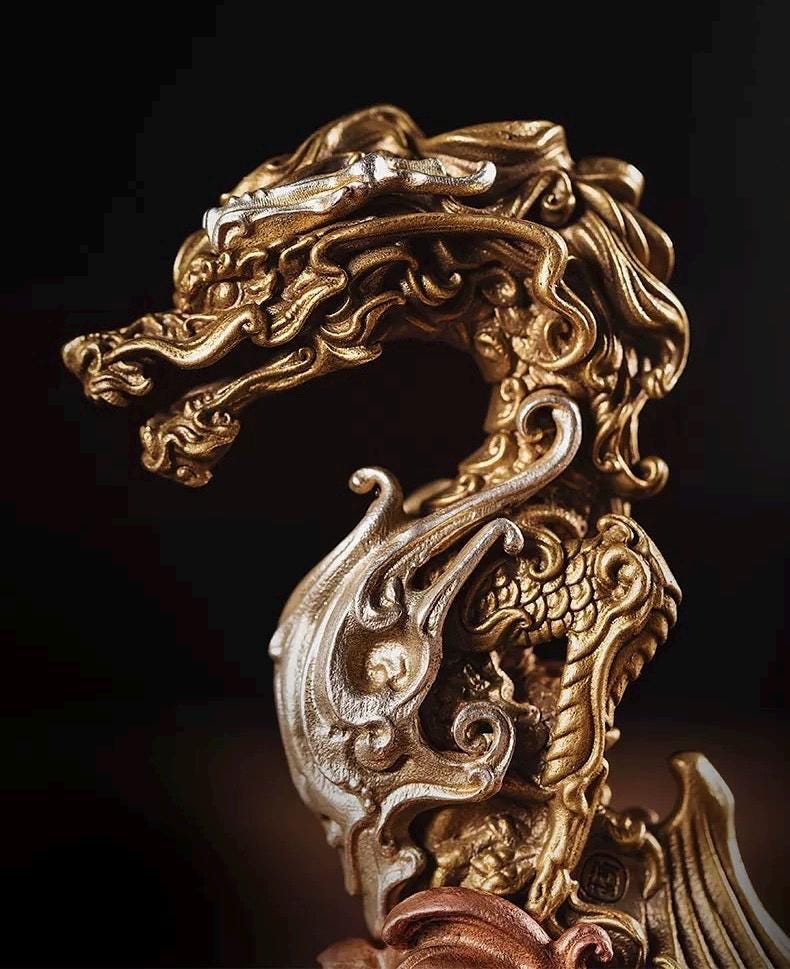 Handcrafted Brass / Silver Dragon Tea Knife – Symbol of Power & Prosperity