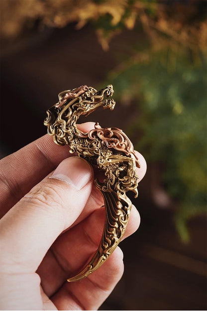 Handcrafted Brass / Silver Dragon Tea Knife – Symbol of Power & Prosperity