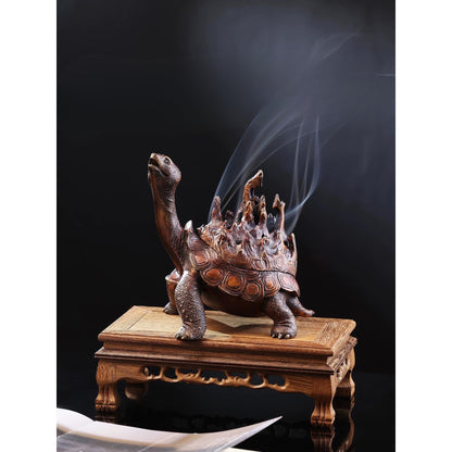 Brass Dragon Turtle Incense Burner • Mythical Creature Aromatherapy Holder • Antique-Style Feng Shui Decor • Home Incense Burner Gift