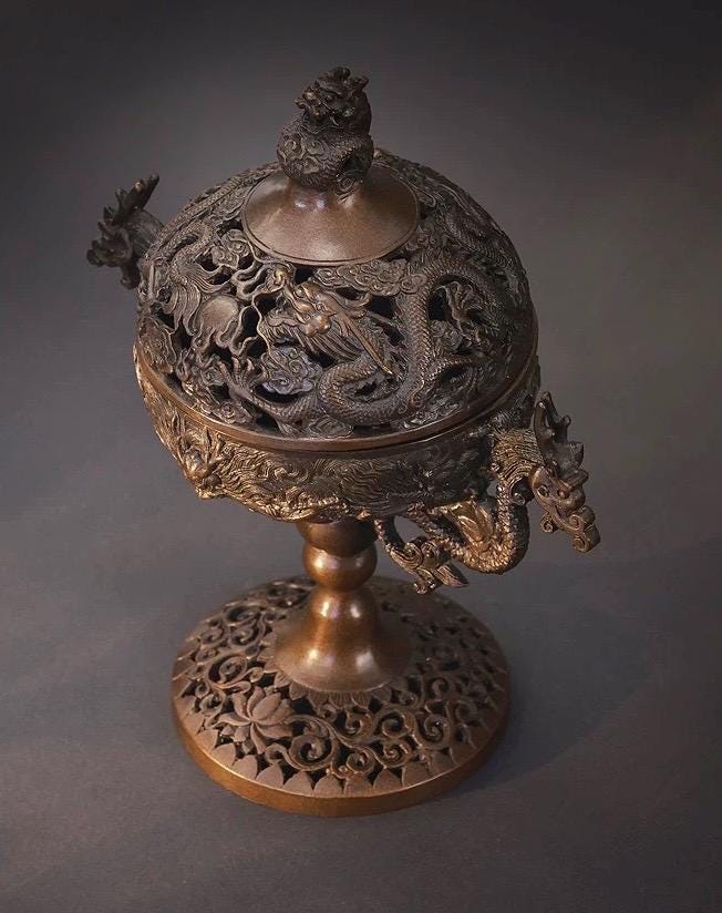 Traditional Bronze Dragon Incense Burner