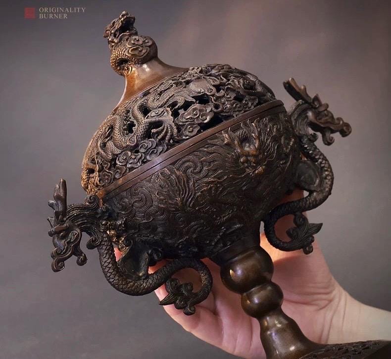 Traditional Bronze Dragon Incense Burner