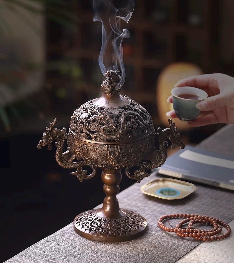 Traditional Bronze Dragon Incense Burner
