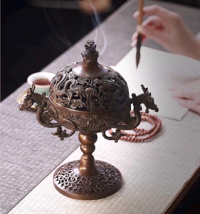 Traditional Bronze Dragon Incense Burner