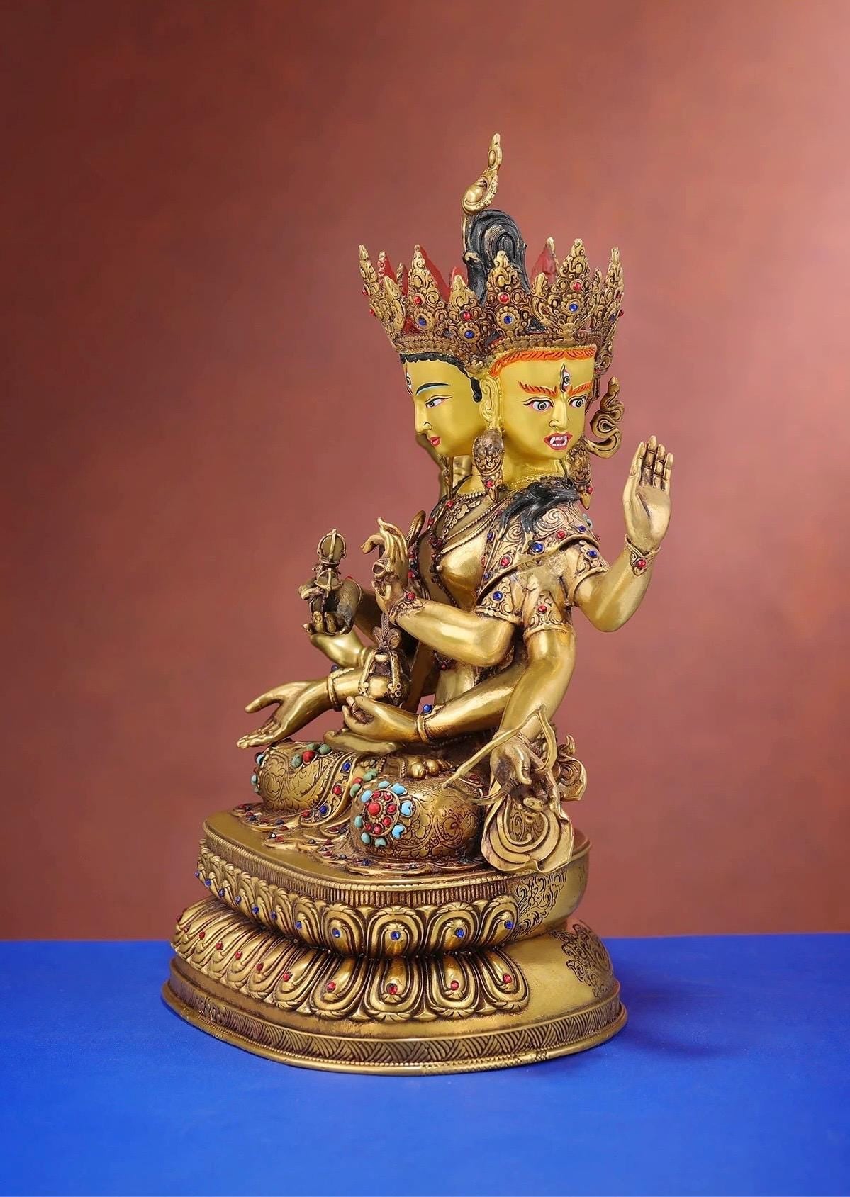 Nepalese Ushnishavijaya Statue • Brass Tibetan Deity Sculpture • Handmade Buddhist Goddess Figure