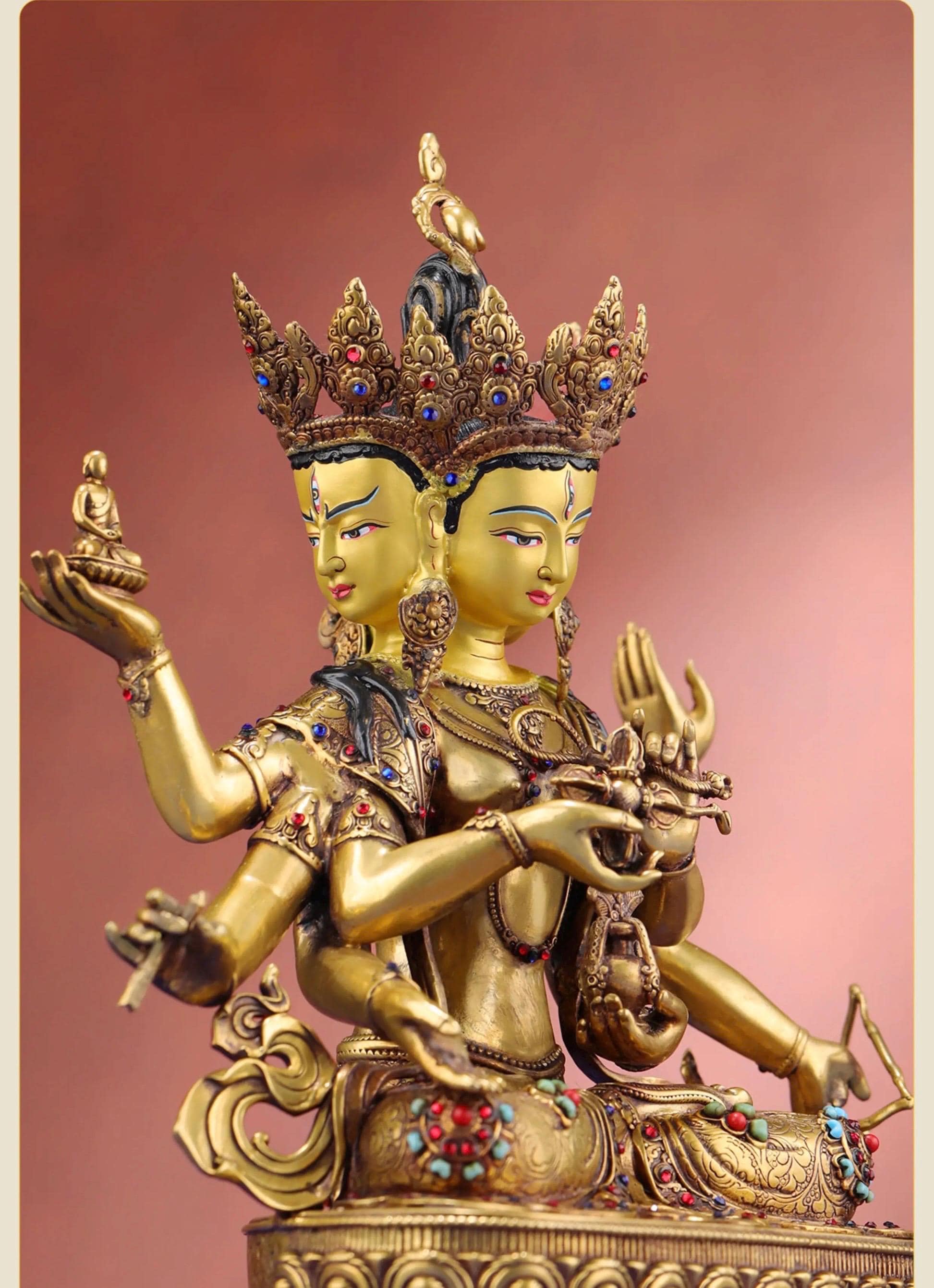 Nepalese Ushnishavijaya Statue • Brass Tibetan Deity Sculpture • Handmade Buddhist Goddess Figure