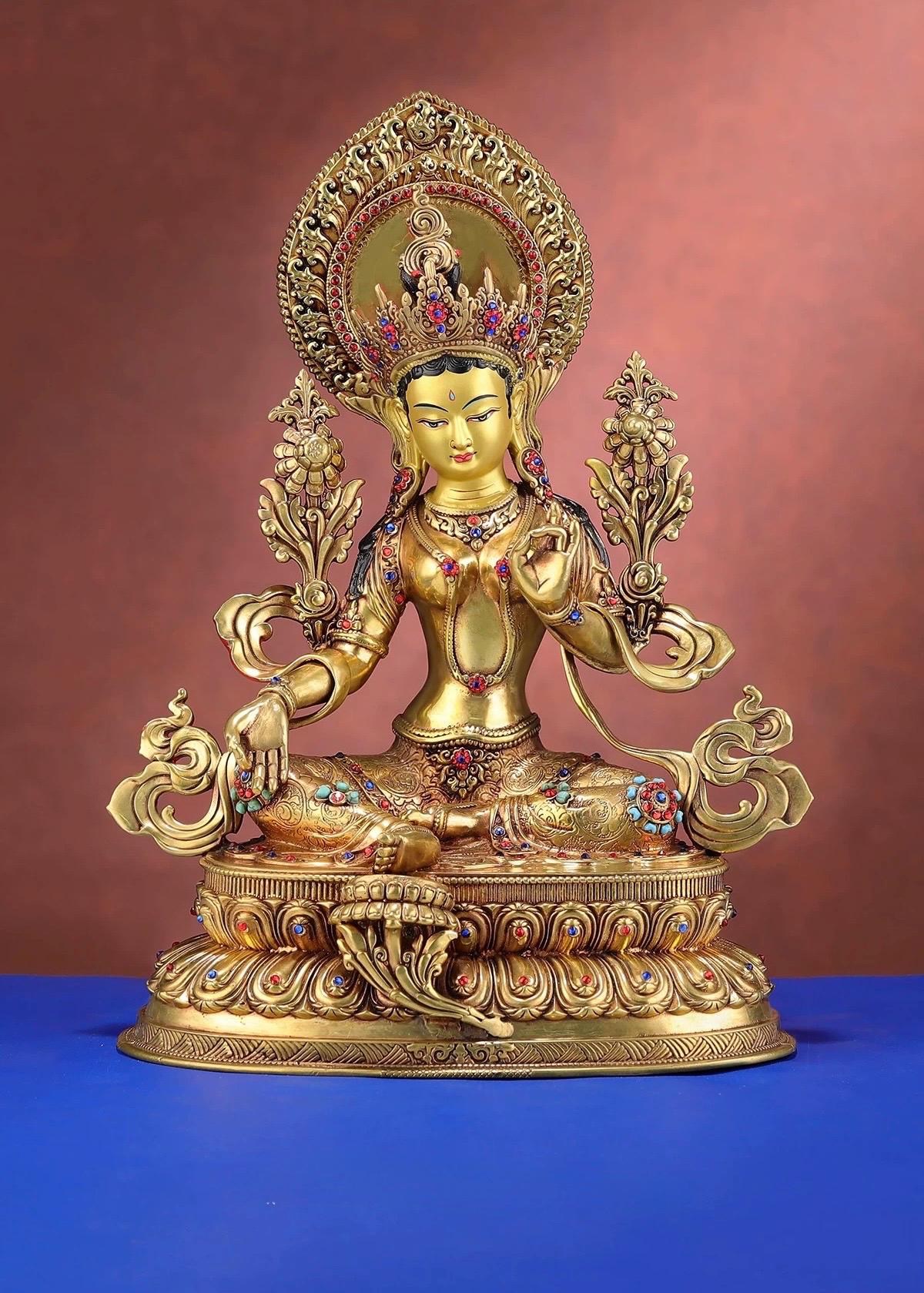 Nepalese Green Tara Statue – Tibetan Buddhist Deity for Home Altar