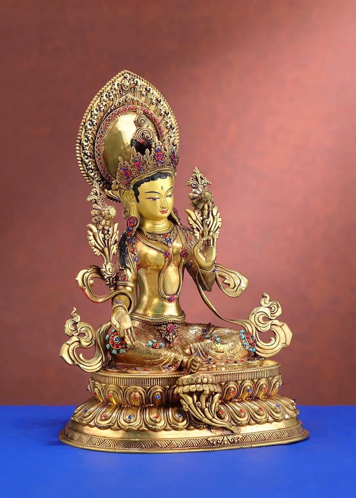 Nepalese Green Tara Statue – Tibetan Buddhist Deity for Home Altar