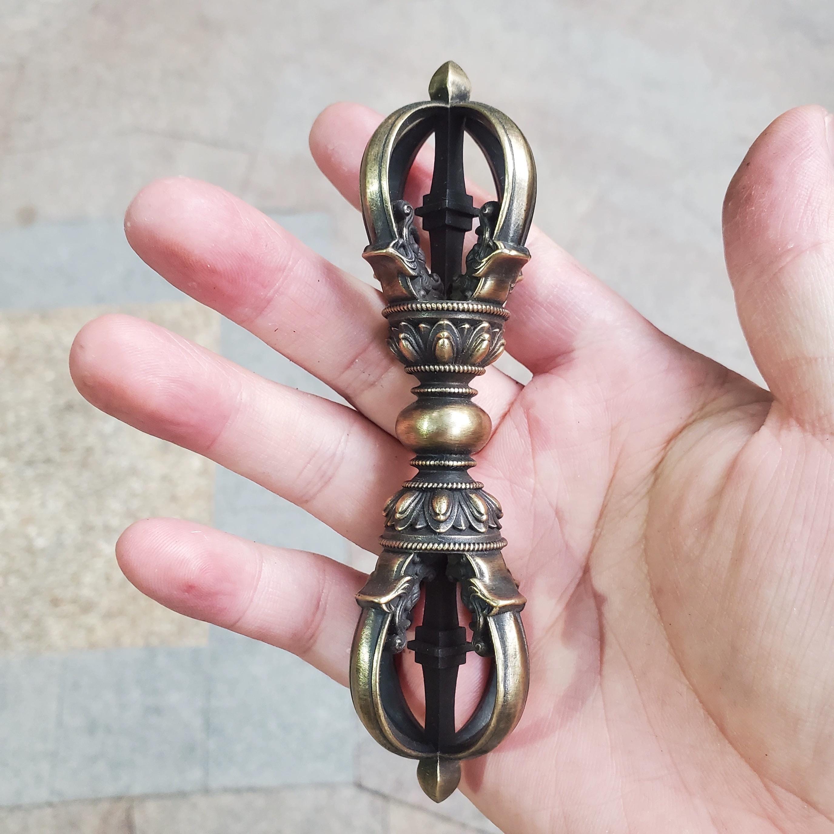 Brass Tibetan Vajra Bell & Dorje Set – Nepalese Handcrafted 5-Prong Ritual Bell