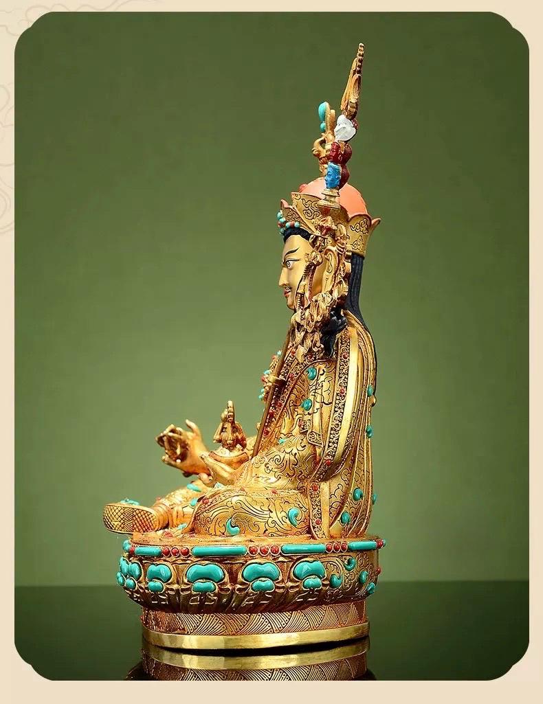 Handmade Tibetan Padmasambhava Statue – Full Gold-Plated Copper Guru Rinpoche
