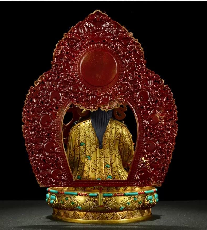 Handmade Tibetan Padmasambhava Statue – Full Gold-Plated Copper Guru Rinpoche