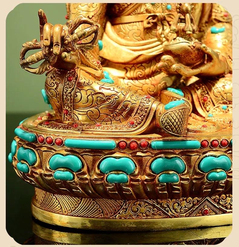 Handmade Tibetan Padmasambhava Statue – Full Gold-Plated Copper Guru Rinpoche