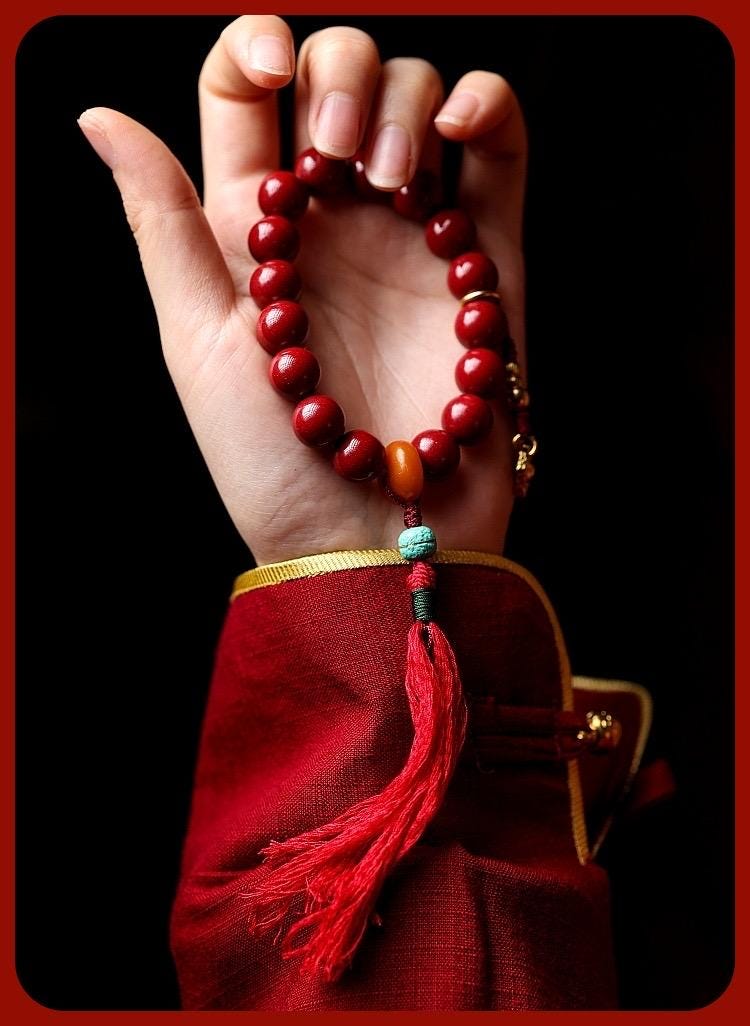 Handmade Natural Cinnabar Bracelet with Beeswax and Turquoise, Original Purple Cinnabar Beads, Bohemian Ethnic Jewelry Gift for Her
