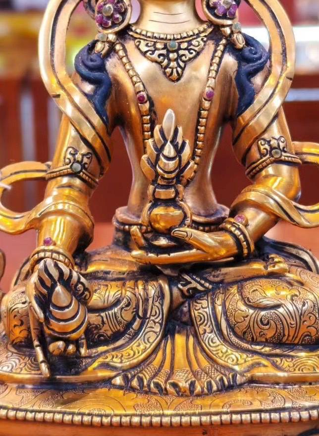 Kṣitigarbha Bodhisattva Statue • 24k Gold Gilded • Pure Copper • Handcrafted Nepal Buddhist Art