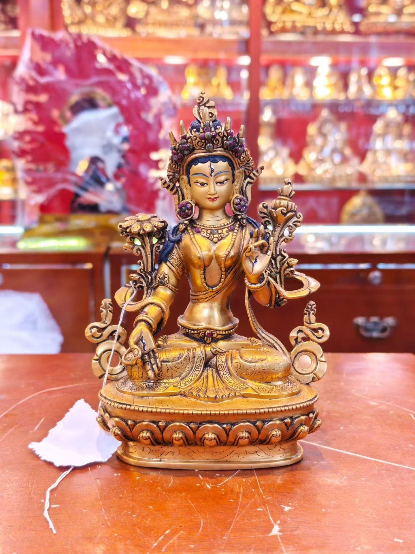 White Tara Statue • 24k Gold Gilded Sitatara • Pure Copper Buddhist Goddess • Handcrafted Nepal Sacred Art