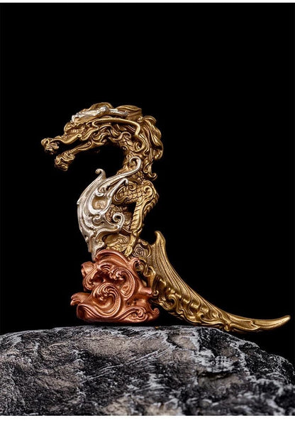 Handcrafted Brass / Silver Dragon Tea Knife – Symbol of Power & Prosperity