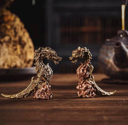 Handcrafted Brass / Silver Dragon Tea Knife – Symbol of Power & Prosperity