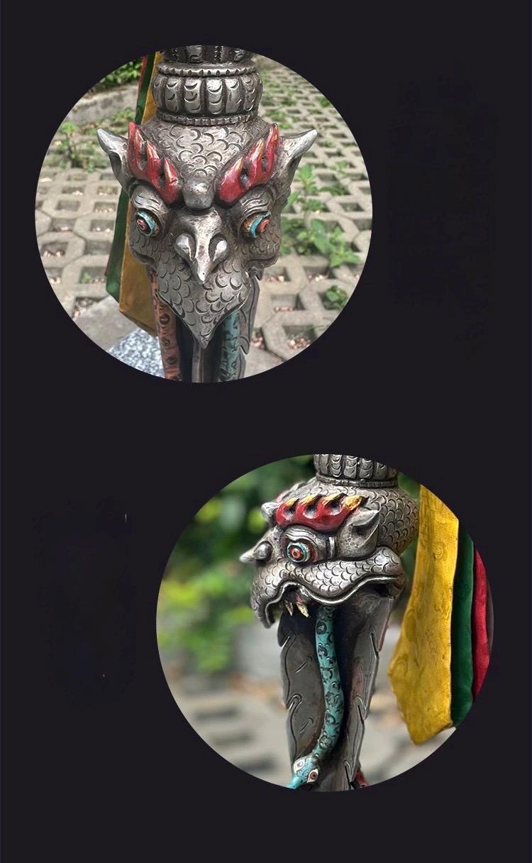 Handcrafted Nepalese Phurba Dagger Statue with Base | Vintage Aged Finish