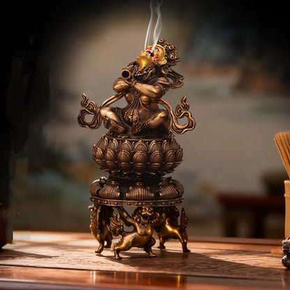 Handmade Purple Copper Vajra Incense Burner, Chinese Zen Meditation Incense Holder for Sandalwood & Agarwood, Tea Ceremony Decor