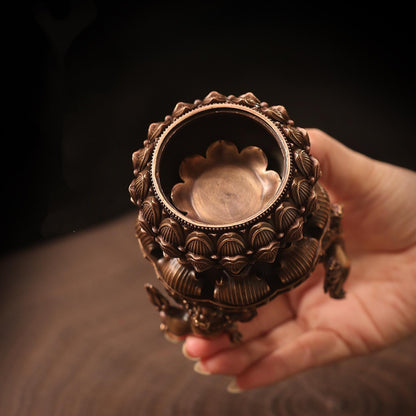 Handmade Purple Copper Vajra Incense Burner, Chinese Zen Meditation Incense Holder for Sandalwood & Agarwood, Tea Ceremony Decor