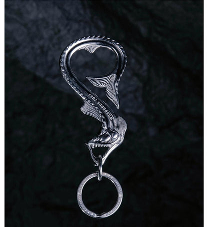 Deep Sea Viper Fish Bottle Opener Keychain, Unique Stainless Steel Carabiner Hook, Creative EDC Tool for Men, Masculine Gift Idea