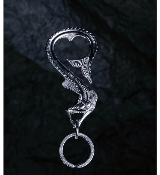 Deep Sea Viper Fish Bottle Opener Keychain, Unique Stainless Steel Carabiner Hook, Creative EDC Tool for Men, Masculine Gift Idea