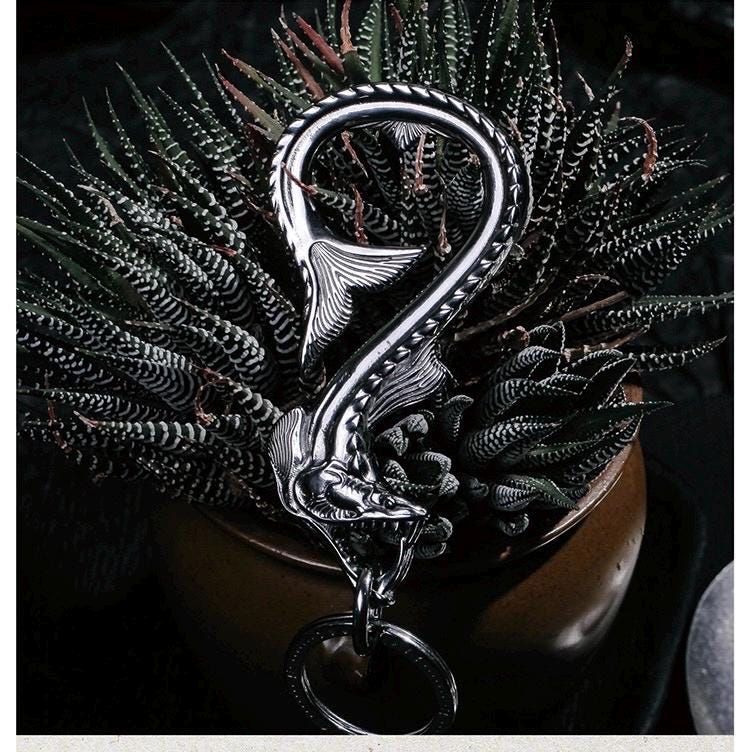 Deep Sea Viper Fish Bottle Opener Keychain, Unique Stainless Steel Carabiner Hook, Creative EDC Tool for Men, Masculine Gift Idea