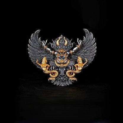 Handcrafted Garuda Pendant for Men - Solid S925 Sterling Silver Tibetan Buddhist Necklace, Heavy Detailed Chakra Amulet, Vintage Ethnic Jewe