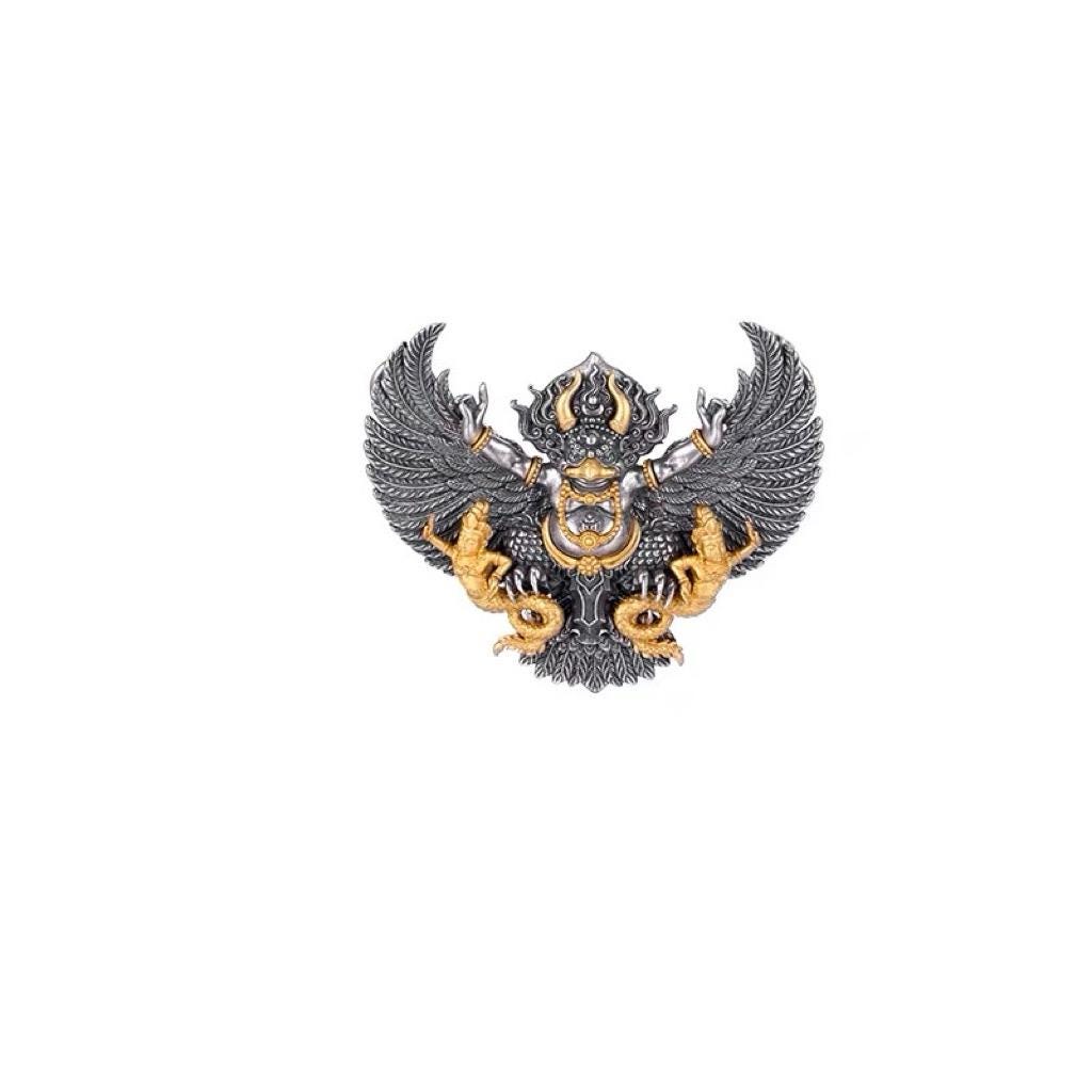 Handcrafted Garuda Pendant for Men - Solid S925 Sterling Silver Tibetan Buddhist Necklace, Heavy Detailed Chakra Amulet, Vintage Ethnic Jewe
