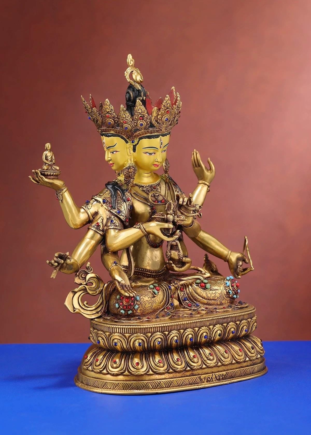 Nepalese Ushnishavijaya Statue • Brass Tibetan Deity Sculpture • Handmade Buddhist Goddess Figure