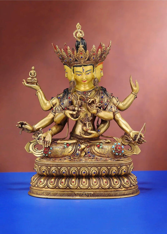 Nepalese Ushnishavijaya Statue • Brass Tibetan Deity Sculpture • Handmade Buddhist Goddess Figure
