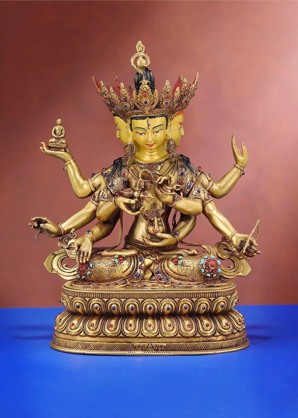 Nepalese Ushnishavijaya Statue • Brass Tibetan Deity Sculpture • Handmade Buddhist Goddess Figure