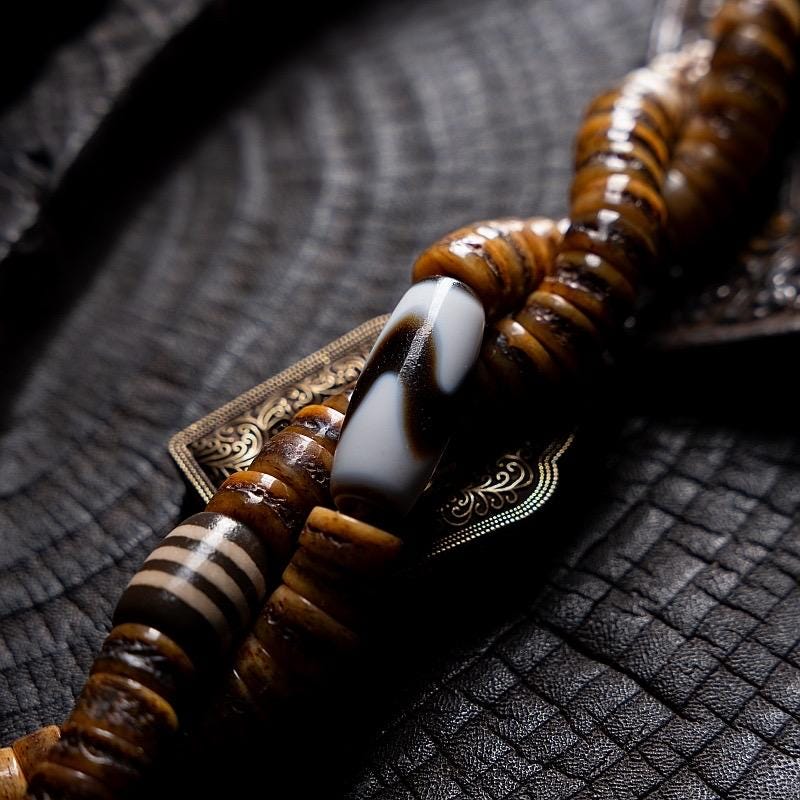 108 Beads Old Material Tibetan Yak Bone Mala Bracelet, Prayer Beads Necklace, Cardiger Handmade Antique Replica Gagu Linggu, Buddhist Gift