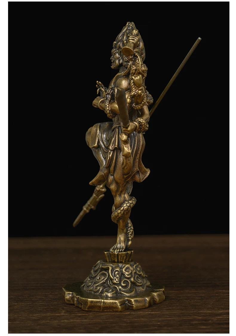 Handheld Vajra Pestle Pure Brass Statue, Buddhist Ritual Item, Zen Home Decor, Altar Supply, Meditation Tool, Desktop Sculpture