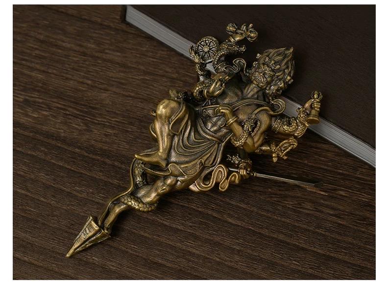 Handheld Vajra Pestle Pure Brass Statue, Buddhist Ritual Item, Zen Home Decor, Altar Supply, Meditation Tool, Desktop Sculpture